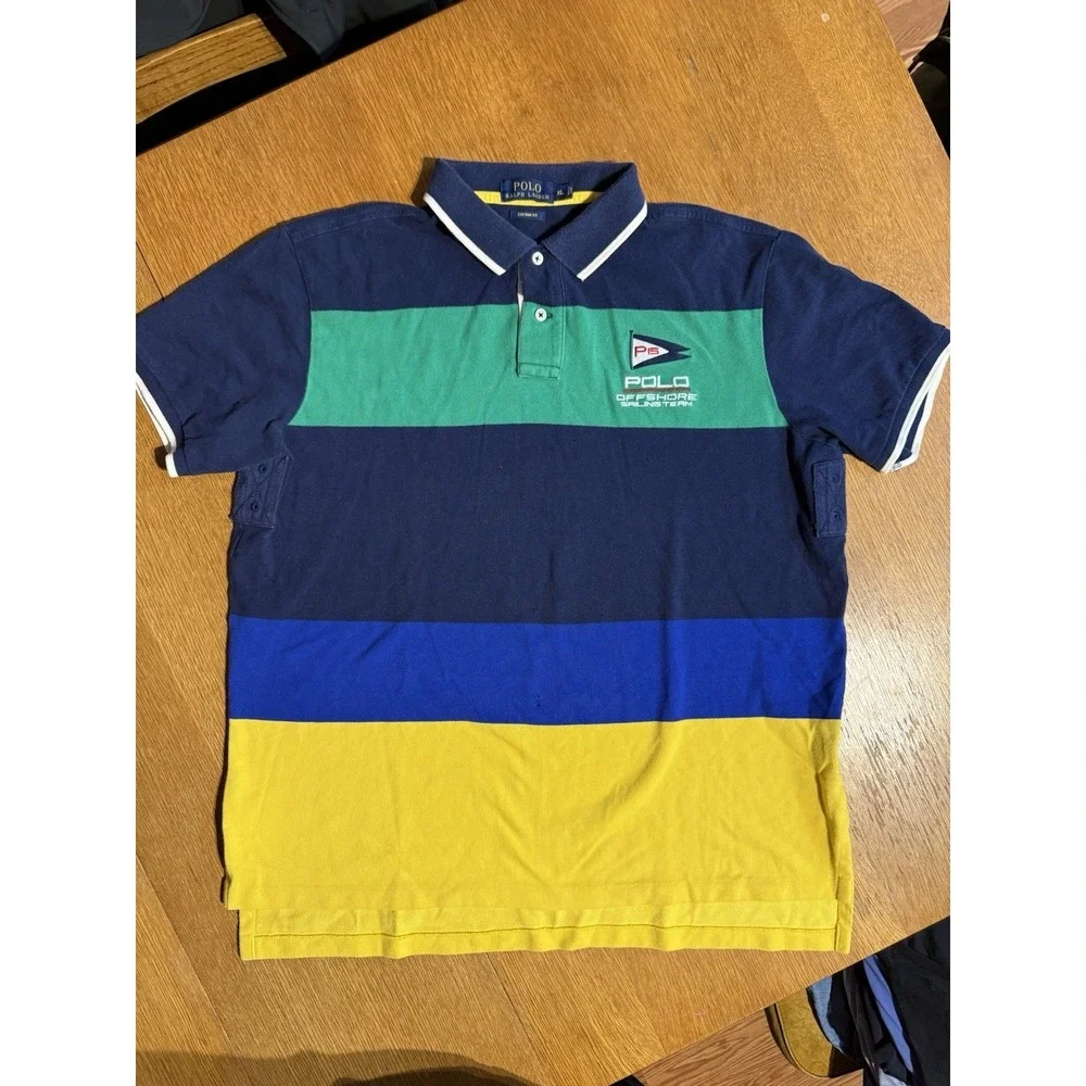 Polo Ralph Lauren Custom Fit P15 Offshore‎ Sailing Team Stripe Polo Shirt XL